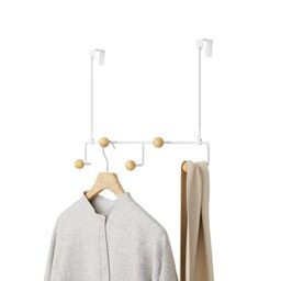 Umbra Estique Over The Door Coat Rack & Multi-Use Organizer, For Coats, Bags, Hats & More, Small, White/Natural
