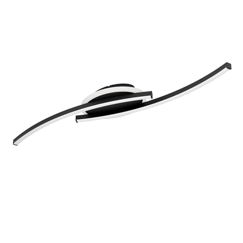 Eglo LED Ceiling Light Fitting Lungolago, Office and Kitchen Lighting, Kitchen lamp Made of Metal and Plastic in Black White, Neutral White, 74 cm