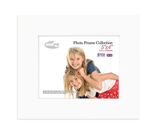 "Inov8 British Made Real Wood Picture/Photo Frame 5x4"" Inch(12x10cm) - Kayla 30mm White"