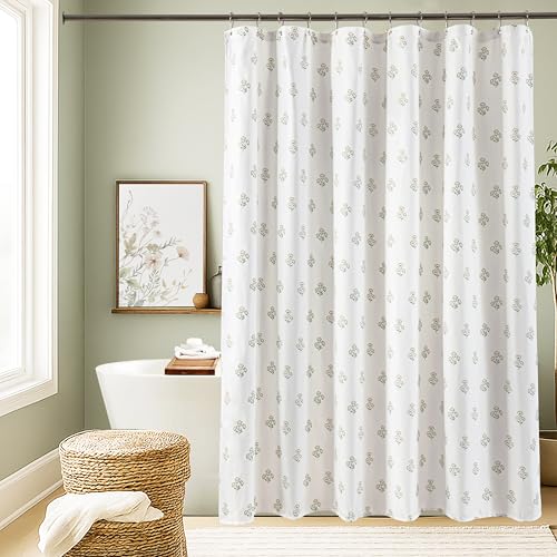 Lino Rosa Fall Shower Curtain for Bathroom,Orange Rustic Autumn Farmhouse Floral Decorative Shower Curtain Set with Hooks, 72x72,Orange and White Green