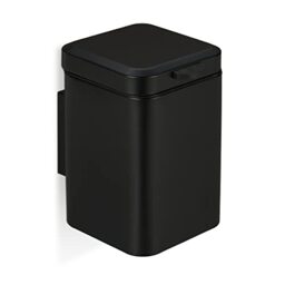 Relaxdays Wall Mounted Bathroom Bin, 3 L, Drop-down Mechanism, Removable Inner Bucket, Cosmetic Waste Can, Steel, Black