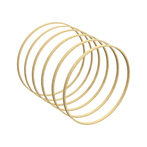 Worown 6 Pieces 15 cm Bamboo Floral Hoops, Wooden Wreath rings for Making Wedding Wreath Decor, Wall Hanging Crafts