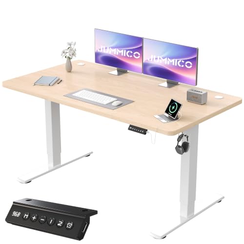 JUMMICO Electric Desk Standing Desk Height Adjustable Desk 140x60cm Beige
