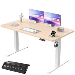 JUMMICO Electric Desk Standing Desk Height Adjustable Desk 140x60cm Beige