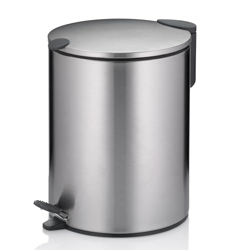 kela Mats, 5 L, diameter 20.5 cm, stainless steel, silver matt, silent-close, removable inner bucket with carrying handle, non-slip base, 23703