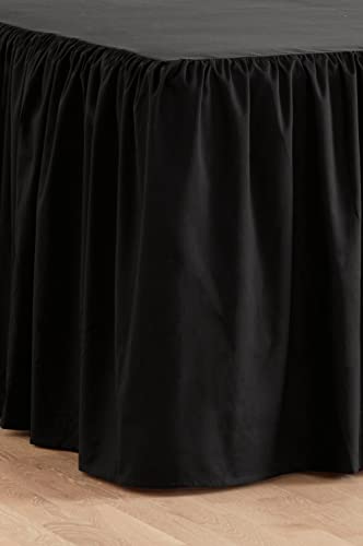 Jotex Zack Valance Bed Skirt Organic Cotton Bed Skirt, Height 60 cm - Grey Black, 140 x 200 cm