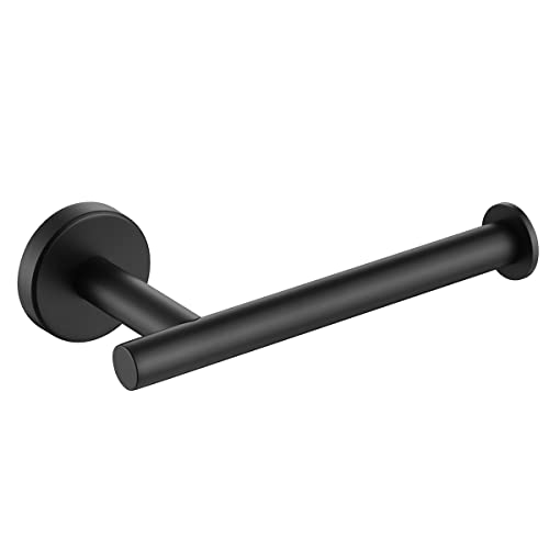 JQK Black Toilet Paper Holder, 5 Inch 304 Stainless Steel Thick 0.8mm Tissue Paper Dispenser, Matte Black Wall Mount, TPH120-PB