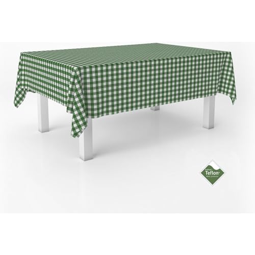 ECOMMERC3 - Stain Resistant Vichy Tablecloth for Rectangular Table Size 250 x 140 cm - Vichy Tablecloth Extra Soft and Waterproof Touch Colour Bottle Green