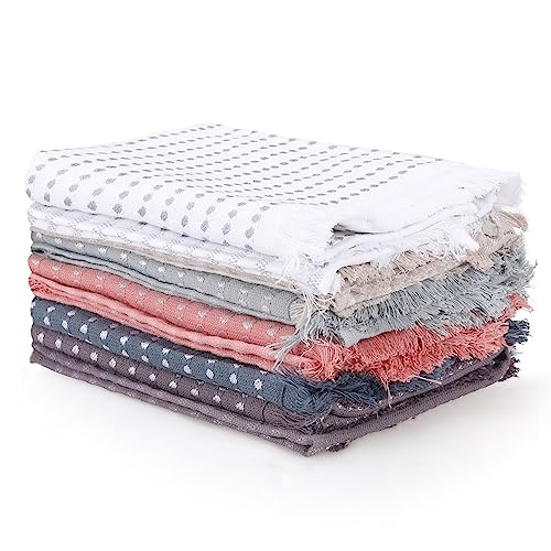 Well Home Wash Towel Set (6-Piece) Dark Blue, Brown, Powder, Green and Beige