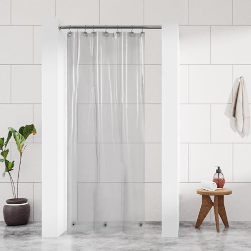 "Barossa Design Clear Black Stall Shower Curtain Liner with 3 Magnets - 36"" x 72"" Waterproof PEVA Plastic Shower Liner for Small Bathroom, Lightweight Bath Curtain, Metal Grommets - Clear Black"