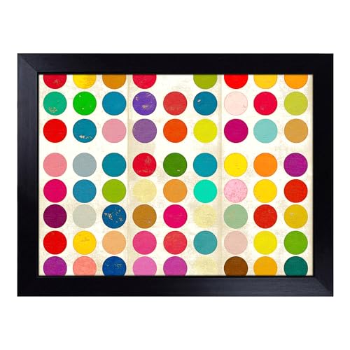 Lap Tray with Bean Bag Cushion, Pop Art Dot Pattern - Handmade in the UK, Raised Wooden Edge, Padded Cushion, Heat-Resistant Wipe-Clean Surface, for Meals, Laptops and Crafts