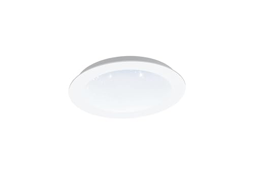 Eglo Recessed spot Light for Ceiling Fiobbo, Ø 8.9”, LED Downlight Made White Steel and Plastic, Flat Crystal Effect Spotlight lamp, Installation Depth 2”, Warm White