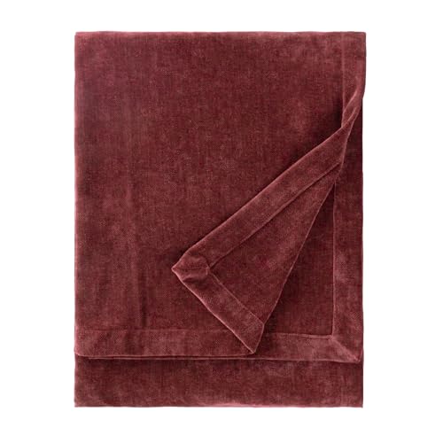 Furn Yard Heavy Chenille Throw – Luxury Soft Velvet Decorative Blanket for Bed or Sofa (Beetroot - 130x180cm)