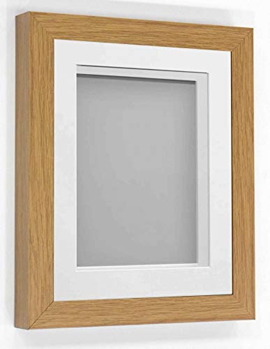 Frame Company Rickman Box 3D Photo Frame, Wood, Beech with White Mount, 12x10 for Image Size 6x4 inch