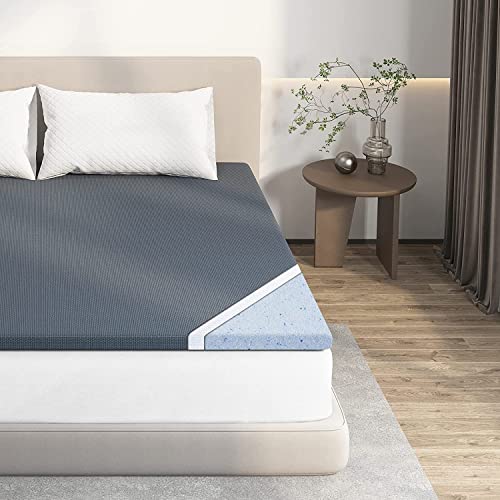 Full Size Mattress Topper, Avenco Memory Foam Mattress Topper Full, 2 Inch Cooling Mattress Topper Full with Premium Breathable & Washable Cover, Gel-infused CertiPUR-US Foam for Pressure-Relief, Grey