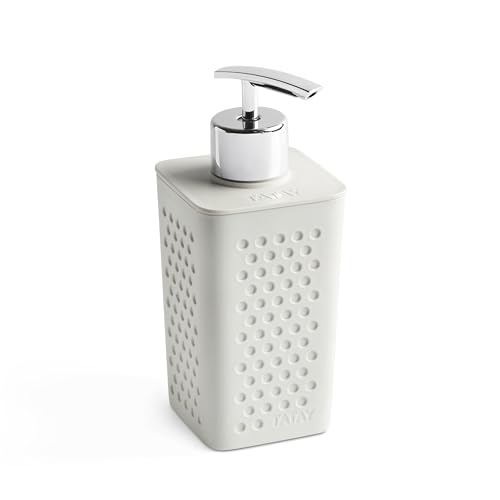 TATAY Bohol Soap Dispenser, 100% Recycled Plastic, 7 x 6.5 x 16 cm - BPA Free - PP Material - Everyday Bathroom Use - Practical Bathroom Support - Thoughtful Functional Design, White