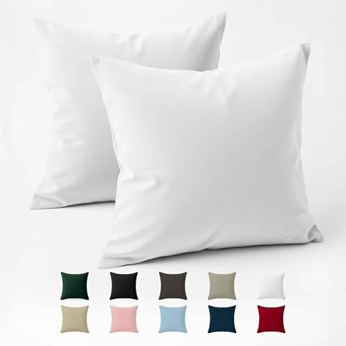 Dreamzie - 65 x 65 cm Reinforced Cotton Pillow Case - White - Tight Weave of 57 Thread Count - Pillow Case 65 x 65 cm - Oeko Tex Certified