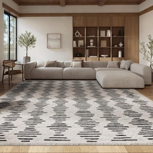Safavieh Boho Rug for Living Room, Dining Room, Bedroom - Tulum Collection, Short Pile, in Ivory and Grey, 200 x 200 cm