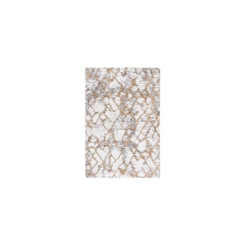Safavieh Shag Rug for Living Room, Dining Room, Bedroom - Horizon Shag Collection, Short Pile, in Ivory and Gold, 91 X 152 cm