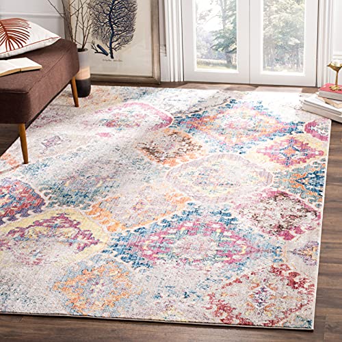 Safavieh Trendy New Transitional Indoor Woven Rectangle Area Rug, Bristol Collection, BTL351, in Blue / Light Grey, 183 X 274 cm for Living Room, Bedroom or Any Indoor Space