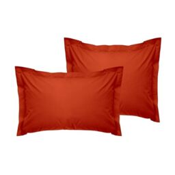 Oxford Pillowcase Set (2 Pieces), Tile Red, 80 x 80 + 5 cm, 100% Cotton Ranforce, 145 Thread Count - Envelope Closure, Machine Washable at 30°C