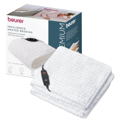 Beurer Indulgence Heated Bedding, Single Size, 190 x 90 cm - Fitted Sheet Design, Teddy Fleece Surface, 6 Heat Settings, Fast Heat-Up, Adjustable Auto Switch-Off, Washable at 30??C