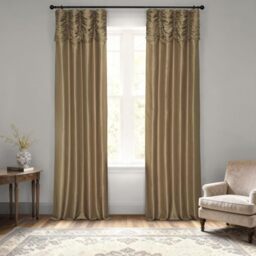 HPD HALF PRICE DRAPES Ruched Faux Dupioni Silk Curtains for Living Room 50 X 84 (1 Panel), PDCH-KBS8-84-RU, Flax Gold