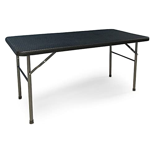 Dmora - Foldable rectangular table, black color, 60 x 120 x h74 cm