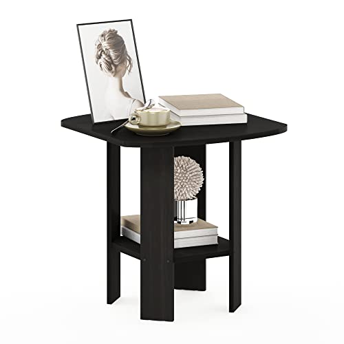 Furinno SIMPLE DESIGN Side Table, 2-Tier End Table, Open Shelves Night Stand, Bedside Table, for Living Room, Bedroom, Espresso