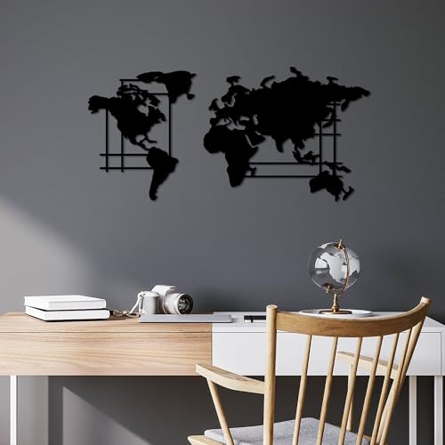 Stylish Black Decorative Metal Wall Accessory, 70 x 33 cm, 100% Metal (1.5 mm Thick), Easy Wall Mounting, Perfect for Modern Home Decor