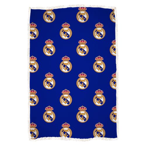 ferraris piston service limited Real Madrid Officially Licenced Fleece Blanket - Super Soft Warm Fleece with Sherpa Back - Blue Score Design - Perfect For Home, Sleepovers & Camping - 120 x 150 cm