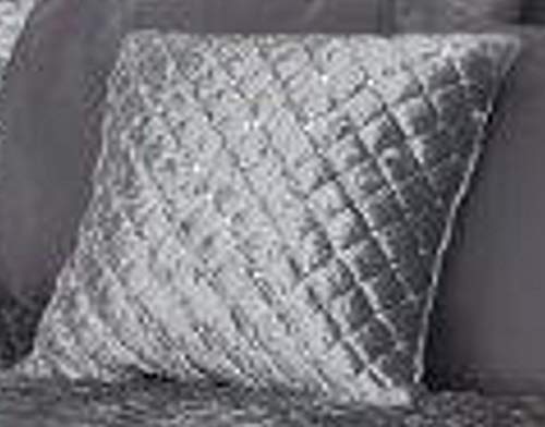 Emma Barclay Glamour - Quilted Sequin Velvet Cushion Cover in Silver - 17x17 (43x43cm)
