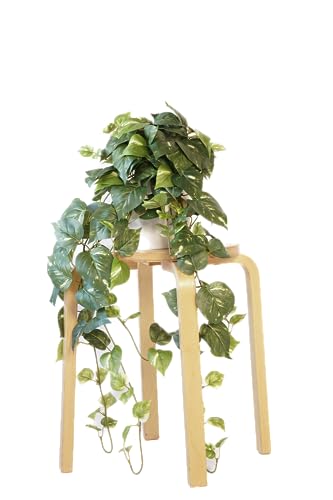 "Retrograde 32"" Realistic Fake Pothos Ivy Plant for Home Decor Indoor Silk Artificial Plant (Variegated - Light & Dark Green)"