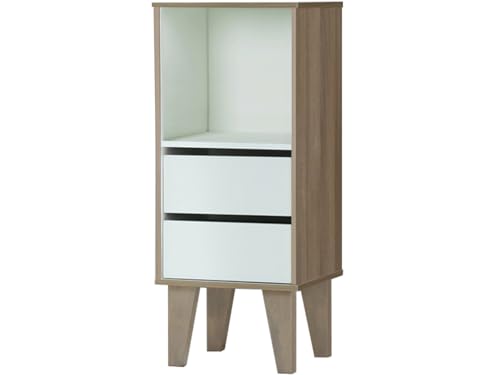 Ruby Bookcase with 2 drawers in Birch White, 30x33x79cm (DxWxH)