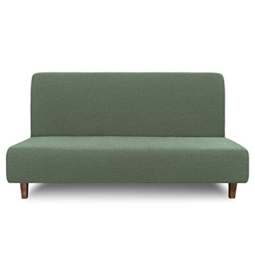 Easy-Going 100% Waterproof Futon Cover,Dual Waterproof Couch Cover for Futon, Stretch Jacquard Sofa Cover, Leakproof Furniture Protector for Kids, Pets, Dog and Cat (Futon, Grayish Green)