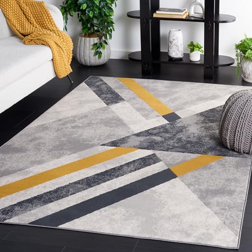 Safavieh Modern Rug for Living Room Dining Room Bedroom - Odyssey Collection Short Pile Grey and Black 91 x 152 cm