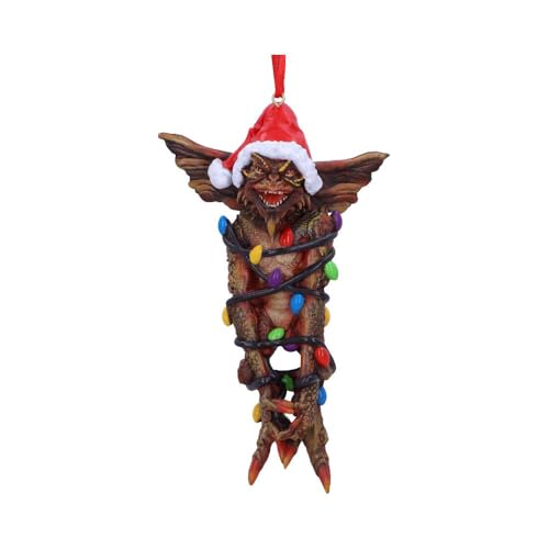 Nemesis Now Gremlins Mowhawk in Fairy Lights Hanging Festive Decorative Ornament, Brown, Christmas