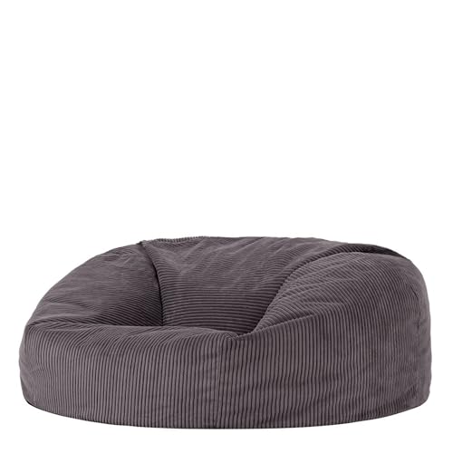 icon Soul Cord Large Bean Bag Sofa, Charcoal Grey, Giant Adult Bean Bag Chair with Filling Included, Comfy Floor Chair, Living Room Furniture