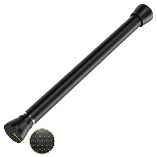 Black Tension Rods 16 to 26 Inch Curtain Rods No Drilling Small Tension Rod Spring Adjustable Curtain Rod Expandable Pressure Spring Tension rods for Closet, Kitchen