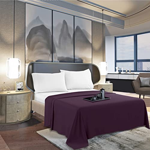 Mocassi Twin Flat Sheet - Hotel Luxury 1800 Premier Cooling Bedding Sheet - Softest Sheets - Wrinkle, Fade, Stain Resistant - 1 Single Top Flat Sheet, Twin, Purple