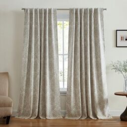 "Elrene Home Fashions Giovanni Medallion Block Print Blackout Lined Window Curtain Panel, 52""x84"", Natural"