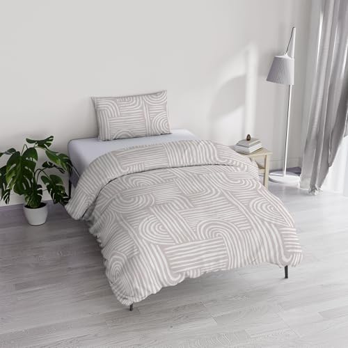 Italian Bed Linen Ida Cotton Single Duvet Cover Set, Made in Italy – Duvet Cover Set – Duvet Cover 150 x 200 cm with Double Flap and Pillow Cases (Single, Diana)