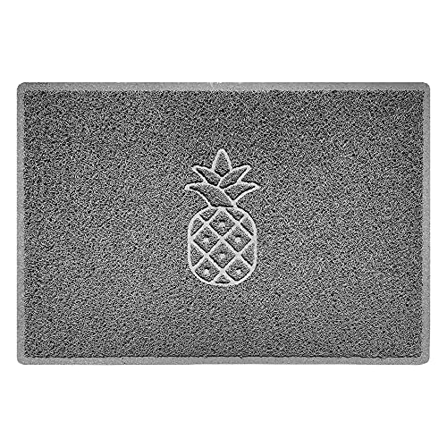 Nicoman Pineapple Embossed Shape Door Mat Dirt-Trapper Washable Barrier Doormat-(Use Indoor or Sheltered Outdoor)-(90x60cm/3x2ft,Large) Grey