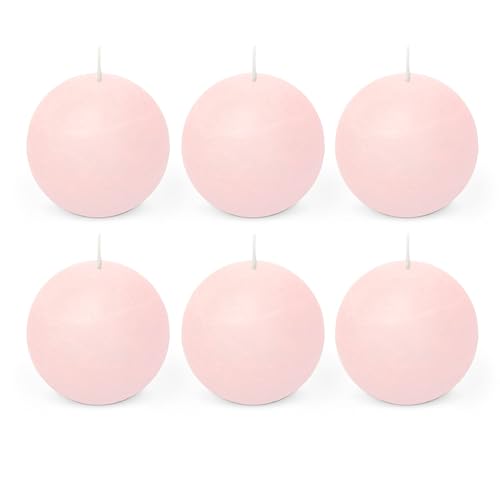 Spaas 6X Rustic Ball Candle 80 mm 24h, Light Pink