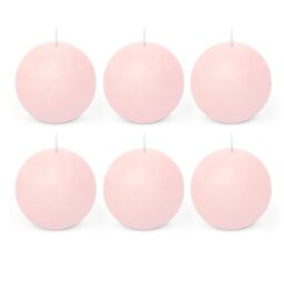 Spaas 6X Rustic Ball Candle 80 mm 24h, Light Pink