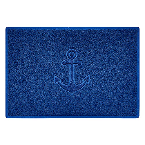 Nicoman Anchor Embossed Shape Door Mat Dirt-Trapper Washable Barrier Doormat-(Use Indoor or Sheltered Outdoor)-(90x60cm/3x2ft,Large) Blue