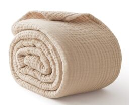 "Kozyhvn 100% Cotton Blanket Large 50""x 70"", 6 Layers Muslin Blankets, Cooling and Soft Throw Blanket for Couch, Breathable Quilt Bedspread, Gauze Bedding for Adults, Oatmeal, Beige Linen"
