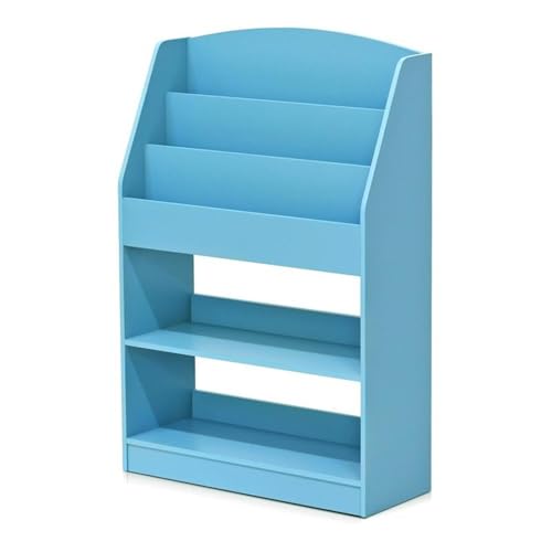 Furinno LOVA Book Shelf, 5-Tier Magazine Bookshelf, Bookcase with Open Shelves Storage, 9.4 x 24.6 x 37, for Living Room, Bedroom, Home Office, Light Blue