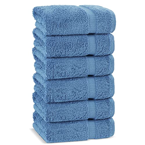 Chakir Turkish Linens - Hotel & Spa Quality 100% Cotton Premium Turkish Towels - Soft & Absorbent (6-Piece Hand Towels, Wedgewood)