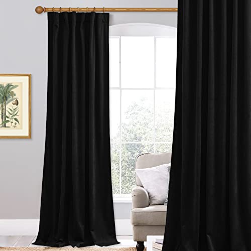 StangH Black Curtains 90 inches - Blackout Thermal Insulated Window Drapes for Bedroom, Back Tab Noise Reducing Panels for Home Theater Studio, W52 x L90 inches, 1 Panel